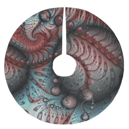 Jupon De Sapin En Polyester Brossé Abstrait Imaginaire dynamique Fractal Art Brown Bl (Devant)