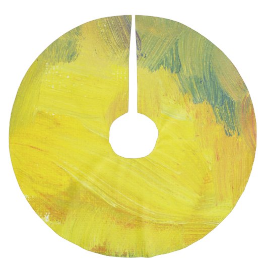 Jupon De Sapin En Polyester Brossé Abstrait Jaune : Texturé, Main Tirée. (Devant)