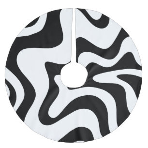 Jupon De Sapin En Polyester Brossé Abstrait noir et blanc tourbillonnant liquide Rétr