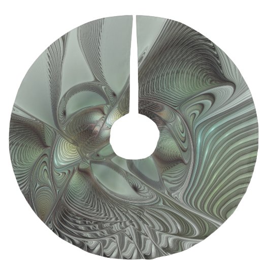 Jupon De Sapin En Polyester Brossé Abstrait Olive Sage Green Grey Fractal Art Imagina (Devant)