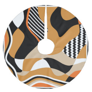 Jupon De Sapin En Polyester Brossé Abstrait ondulé : motif noir vintage
