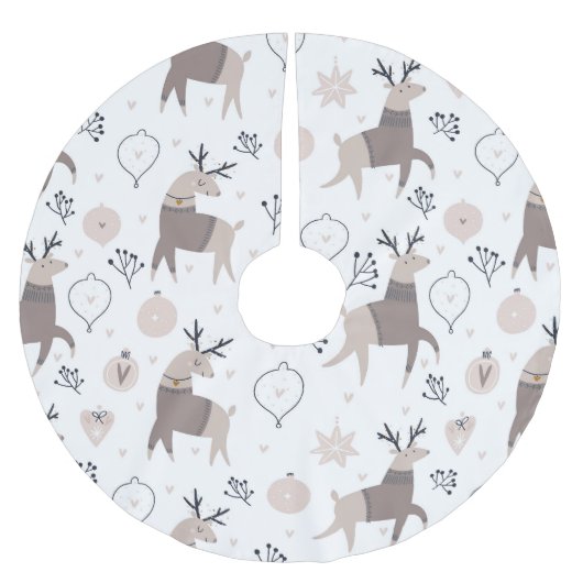 Jupon De Sapin En Polyester Brossé Accessoire d'arbre de Noël hygee renne saint (Devant)