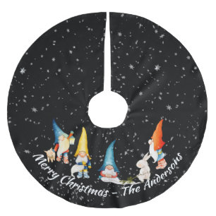Jupon De Sapin En Polyester Brossé Adorable Elfes de Noël colorés, Gnomes