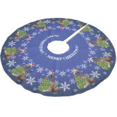 Jupon De Sapin En Polyester Brossé Adorable Giraffes de Noël Whimsical sur Bleu (Angle)