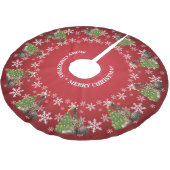 Jupon De Sapin En Polyester Brossé Adorable Giraffes de Noël Whimsical sur Rouge (Angle)