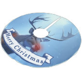 Jupon De Sapin En Polyester Brossé Adorable Reindeer Winter Wonderland Holiday (Angle)