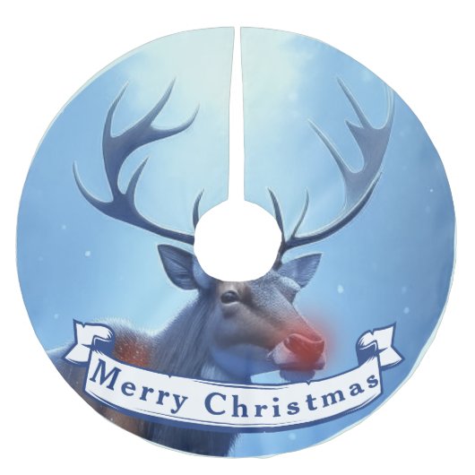 Jupon De Sapin En Polyester Brossé Adorable Reindeer Winter Wonderland Holiday (Devant)