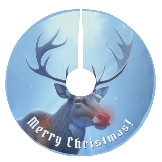 Jupon De Sapin En Polyester Brossé Adorable Reindeer Winter Wonderland Vacances (Devant)