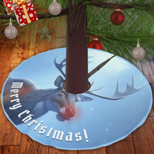 Jupon De Sapin En Polyester Brossé Adorable Reindeer Winter Wonderland Vacances