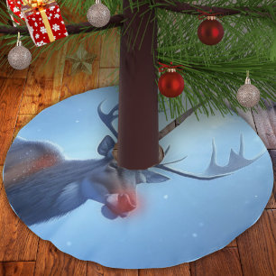 Jupon De Sapin En Polyester Brossé Adorable Reindeer Winter Wonderland Vacances