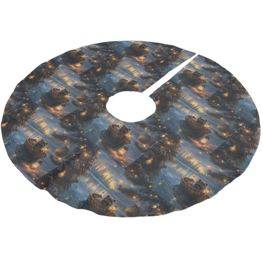 Jupon De Sapin En Polyester Brossé Affenpinscher Festive Christmas Voyage (Angle)