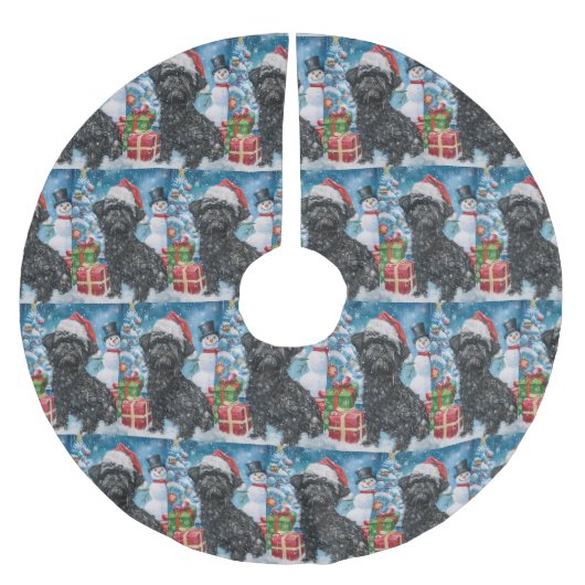 Jupon De Sapin En Polyester Brossé Affenpinscher Winter Wonderland Christmas Joie (Devant)