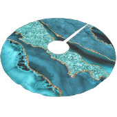 Jupon De Sapin En Polyester Brossé Agate Turquoise Blue Gold Parties scintillant Marb (Angle)