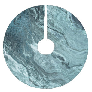Jupon De Sapin En Polyester Brossé Agate Turquoise cristallisée   Pierre marbrée noir