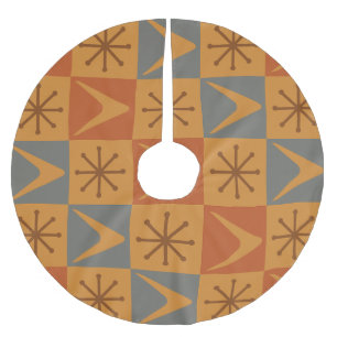 Jupon De Sapin En Polyester Brossé Âge atomique À damiers Boomerangs brûlés orange
