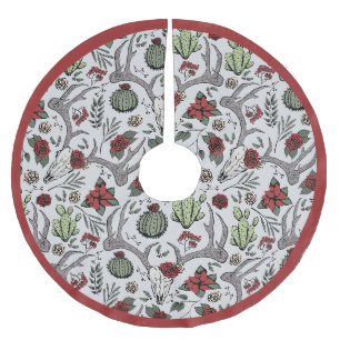 Jupon De Sapin En Polyester Brossé Agritourisme Noël Floral Cerf Antlers