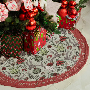 Jupon De Sapin En Polyester Brossé Agritourisme Noël Floral Cerf Antlers