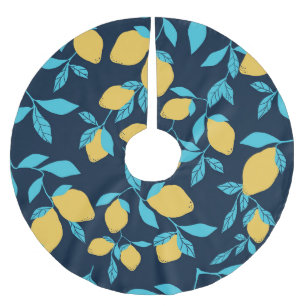 Jupon De Sapin En Polyester Brossé Agrumes simples : citrons sur le bleu.