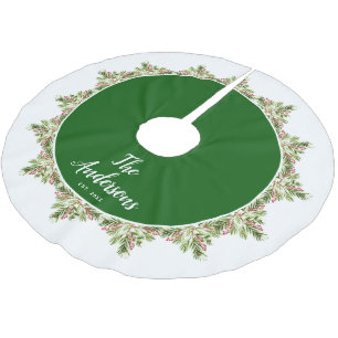 Jupon De Sapin En Polyester Brossé Aiguilles de pin et baies Noël de famille