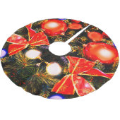 Jupon De Sapin En Polyester Brossé Aiguilles et baubles (Angle)