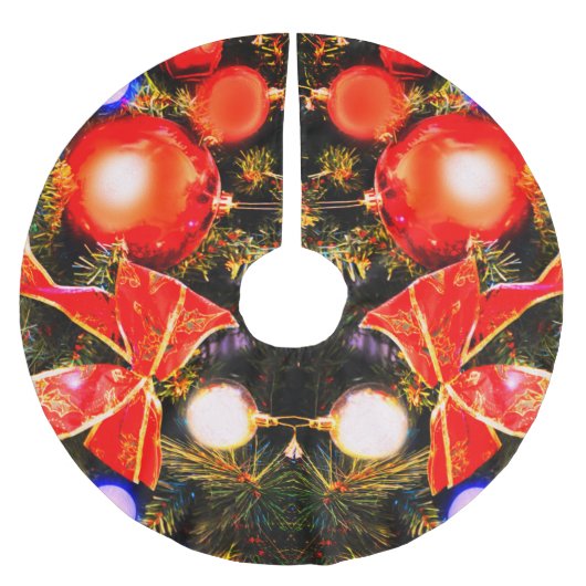 Jupon De Sapin En Polyester Brossé Aiguilles et baubles (Devant)