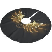 Jupon De Sapin En Polyester Brossé Ailes d'Ange d'or sur arrière - plan noir (Angle)