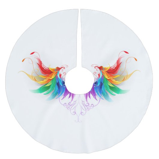 Jupon De Sapin En Polyester Brossé Ailes fluffy arc-en-ciel (Devant)
