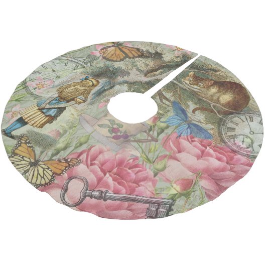 Jupon De Sapin En Polyester Brossé Alice Cheshire Chat Wonderland Tree Garden (Angle)