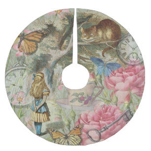 Jupon De Sapin En Polyester Brossé Alice Cheshire Chat Wonderland Tree Garden