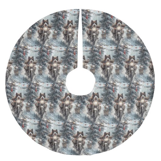 Jupon De Sapin En Polyester Brossé American Akita Dog équitation moto Noël (Devant)