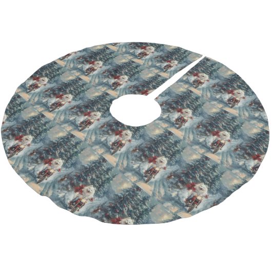 Jupon De Sapin En Polyester Brossé American Eskimo Dog équitation moto Noël (Angle)