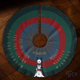 Jupon De Sapin En Polyester Brossé Amusant "Tis the Season + Merrily Merrily"