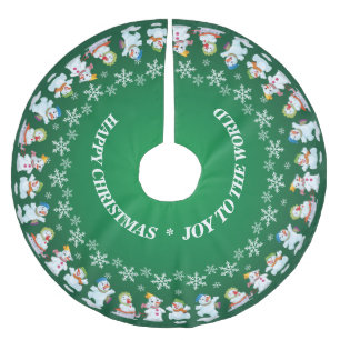 Jupon De Sapin En Polyester Brossé Amusants Snowmen et Snowflakes
