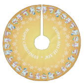 Jupon De Sapin En Polyester Brossé Amusants Snowmen et Snowflakes Gold (Devant)