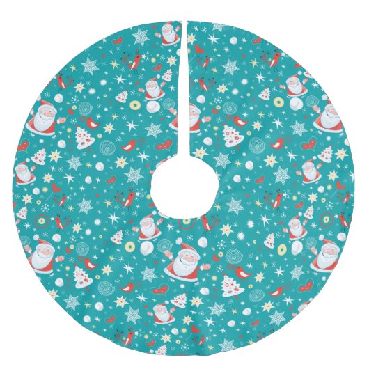 Jupon De Sapin En Polyester Brossé Amusement de Noël (Devant)