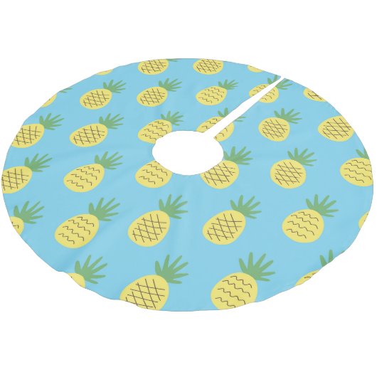 Jupon De Sapin En Polyester Brossé Ananas délice : Tropical Fruit Print (Angle)