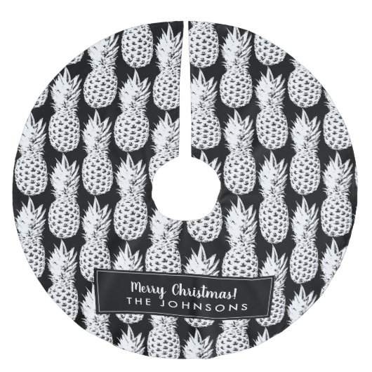 Jupon De Sapin En Polyester Brossé Ananas personnalisé motif Noël (Devant)