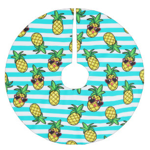 Jupon De Sapin En Polyester Brossé Ananas Tropical : Motif de lunettes de soleil Retr