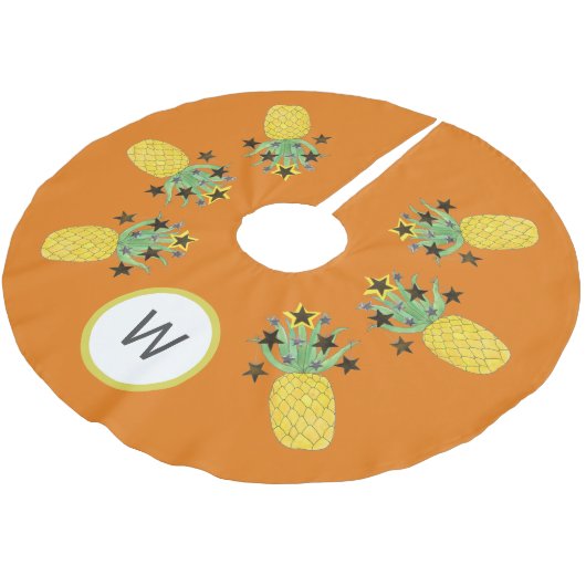 Jupon De Sapin En Polyester Brossé Ananas tropique Monogramme (Angle)