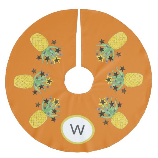 Jupon De Sapin En Polyester Brossé Ananas tropique Monogramme (Devant)