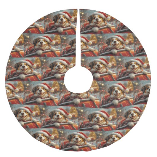 Jupon De Sapin En Polyester Brossé Anatolie Berger Chien Roller Dessous de verre Noël (Devant)