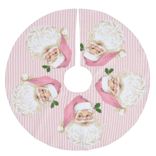 Jupon De Sapin En Polyester Brossé Ancien Père Noël rose rayure brossé (Devant)