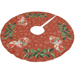 Jupon De Sapin En Polyester Brossé Angels décorant rouge   Flèches de neige en or