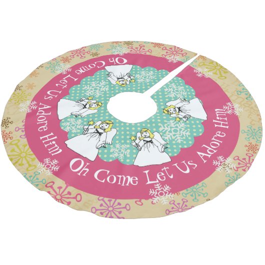 Jupon De Sapin En Polyester Brossé Angels Snowflakes Adorons-Le Jupe Arbre (Angle)