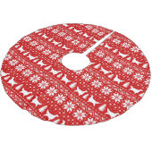 Jupon De Sapin En Polyester Brossé Anglais Setter Silhouettes Motif de Noël Rouge (Angle)