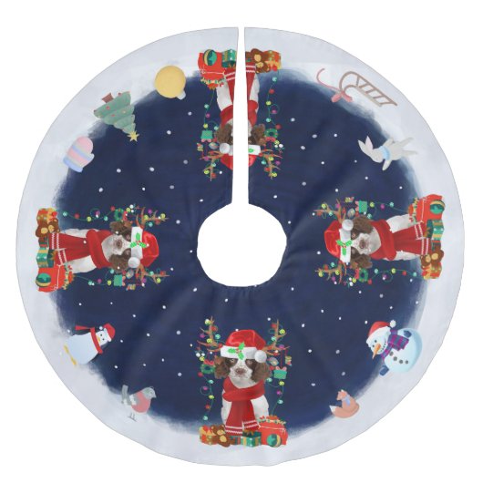 Jupon De Sapin En Polyester Brossé Anglais Springer Spaniel Dog Laissez neiger (Devant)