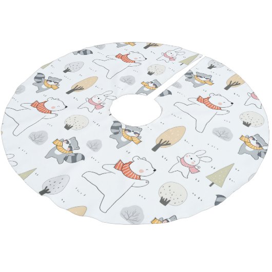 Jupon De Sapin En Polyester Brossé Animaux forestiers adorables (Angle)