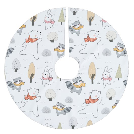 Jupon De Sapin En Polyester Brossé Animaux forestiers adorables (Devant)