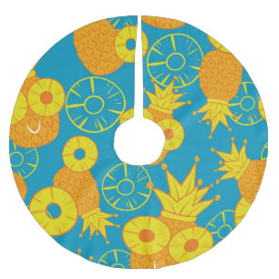 Jupon De Sapin En Polyester Brossé Anneaux d'ananas : Caricature de Doodle Vintage.