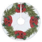 Jupon De Sapin En Polyester Brossé Antique Rouge Téléphone de Noël Coordination (Devant)